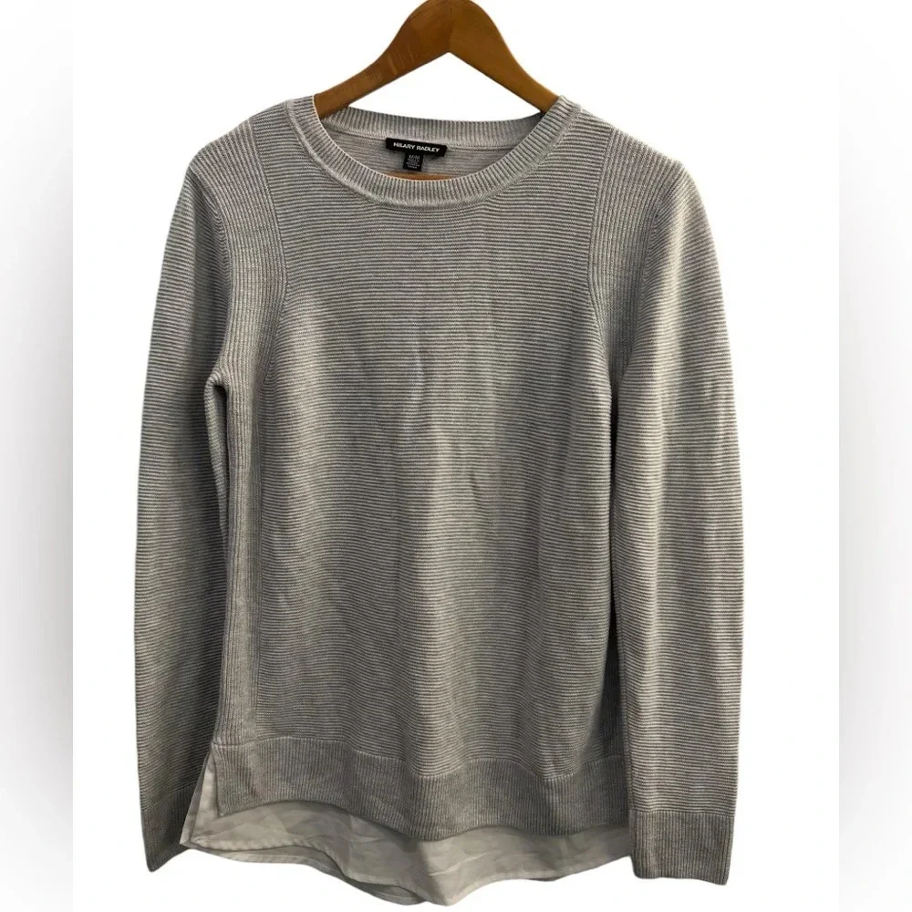 Hilary Radley Size Medium Layered Look Light Gray Sweater Academia Preppy Y2K - Picture 1 of 7